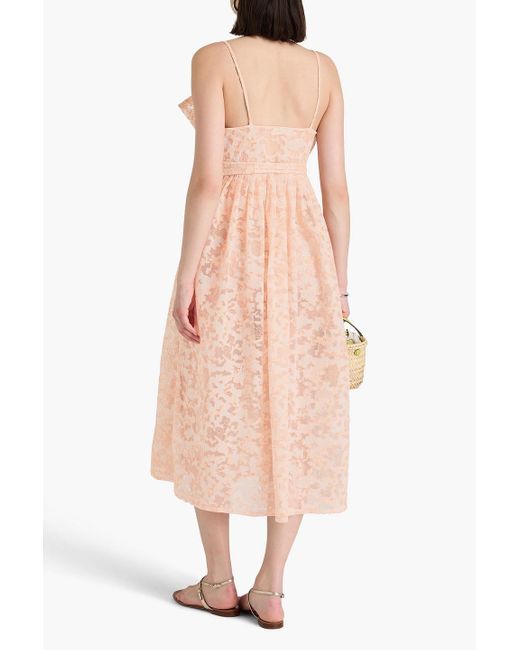 Stine Goya Lilian Embroidered Organza Midi Wrap Dress in Pink | Lyst