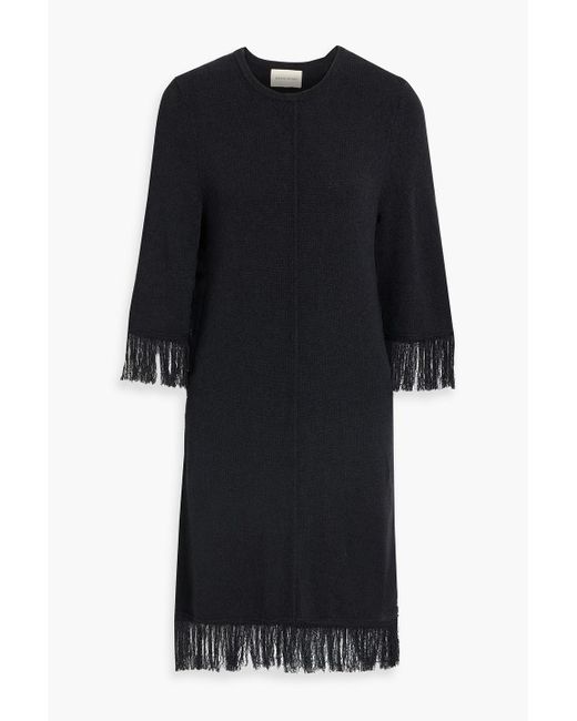 Loulou Studio Black Cella Fringed Knitted Dress