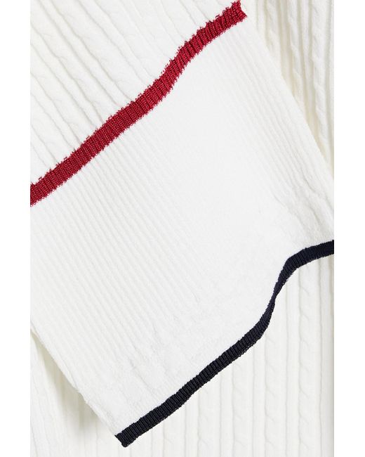 Thom Browne White Striped Cable-knit Cardigan