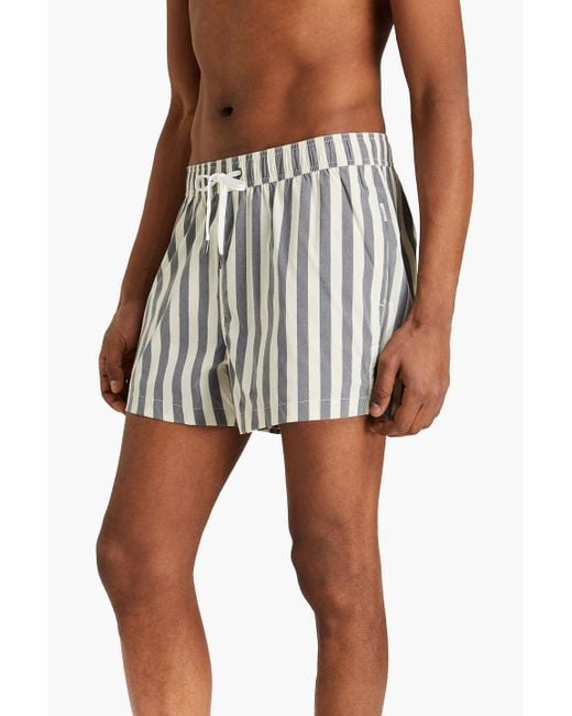 Onia White Charles Short-length Striped Swim Shorts for men