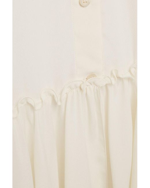 See By Chloé White Ausgestellte bluse aus crêpe de chine mit raffung
