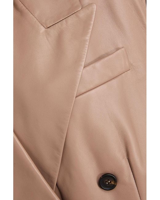 Brunello Cucinelli Natural Double-breasted Leather Blazer