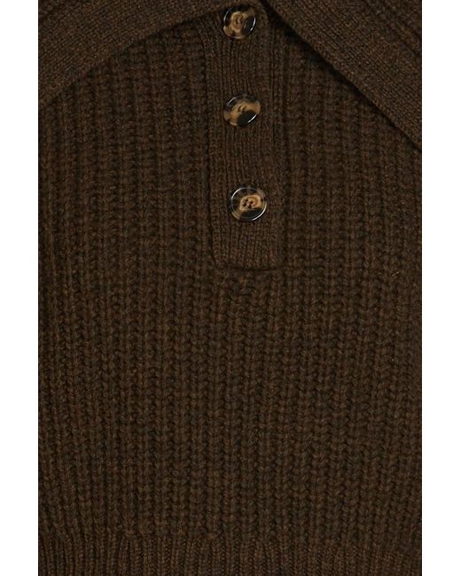 Sandro Brown Mélange Ribbed Wool-blend Sweater