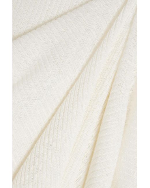 Onia White Ribbed Linen-blend Midi Dress
