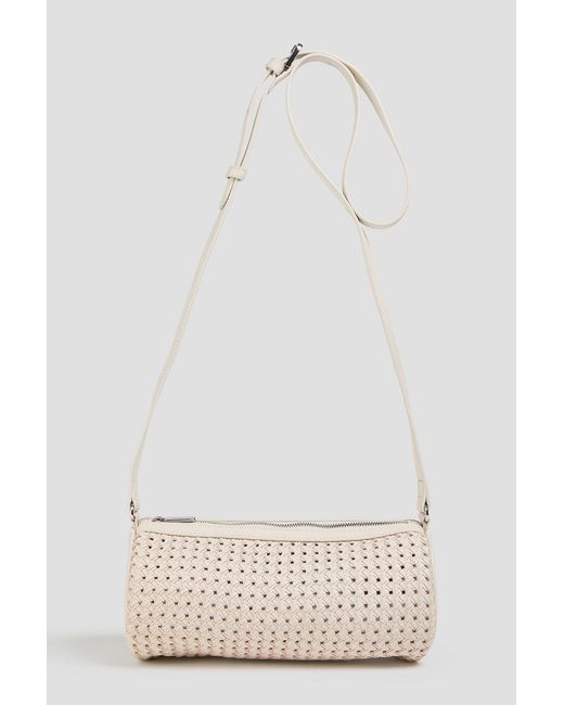 STUDIO AMELIA White Banderas Woven Leather Cross-body Bag