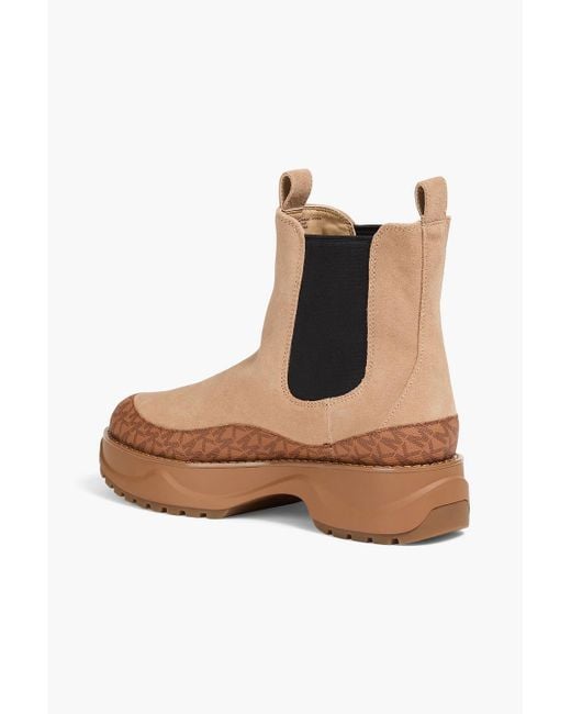 MICHAEL Michael Kors Brown Dupree Printed Textured-Leather And Suede Ankle Boots