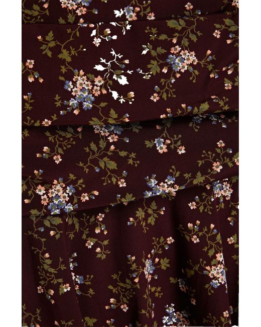Veronica Beard Brown Taras Ruched Floral-print Mini Skirt