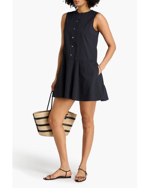 Theory Black Linen-blend Mini Dress