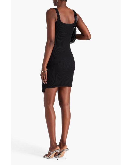 Courreges Black Ribbed Stretch-Cotton Jersey Mini Dress