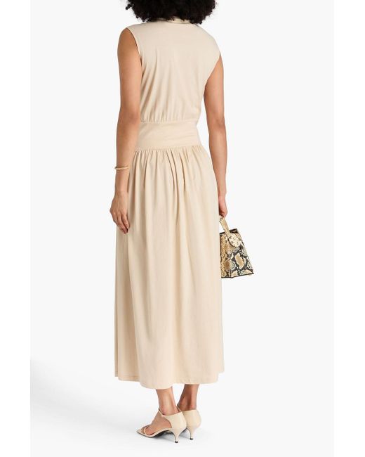 Totême Natural Gathered Cotton-jersey Maxi Dress