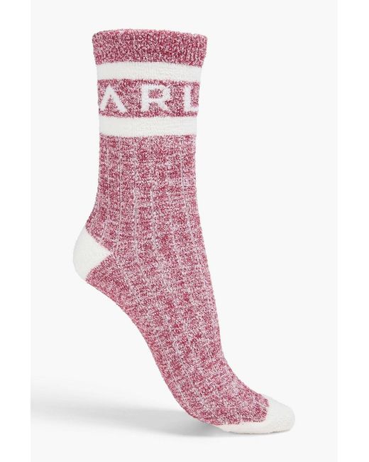 Varley Pink Cotton-blend Jacquard Socks