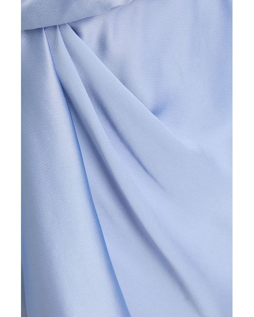 Jonathan Simkhai Blue Talita Draped Wrap-Effect Satin Midi Dress