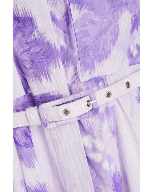 Emilia Wickstead Purple Mercy Belted Floral-print Cotton-poplin Midi Shirt Dress