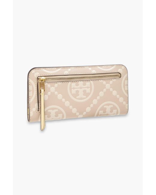 Tory Burch Natural T Monogram Embossed Leather Wallet