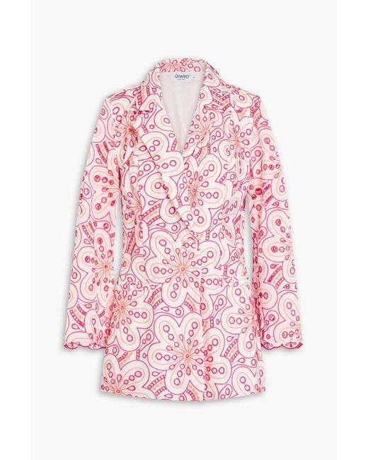 Charo Ruiz Pink Kora Broderie Anglaise Cotton-Blend Blazer