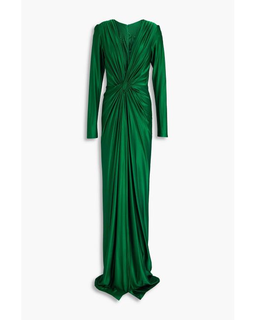 Costarellos Green Twisted Jersey Gown