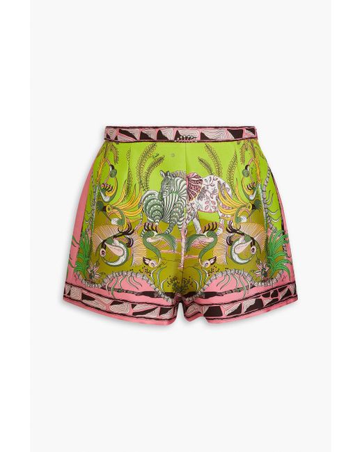 Emilio Pucci Green Bedruckte shorts aus seiden-twill