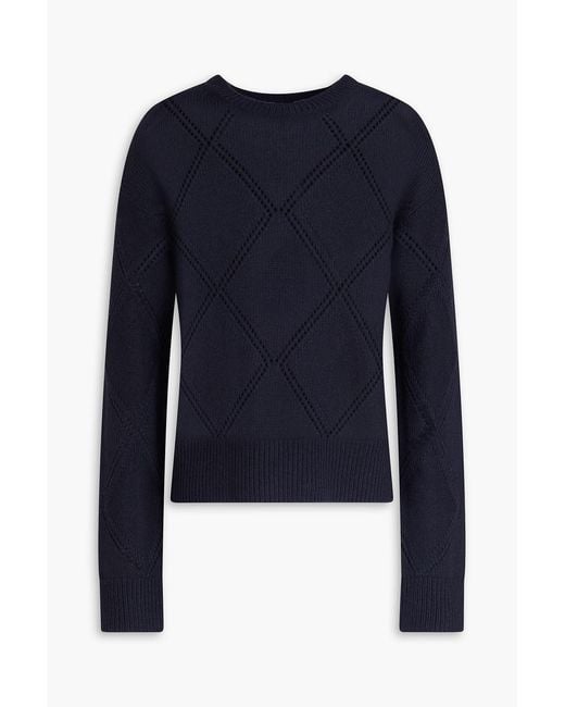 Vince Blue Pointelle-knit Wool Sweater