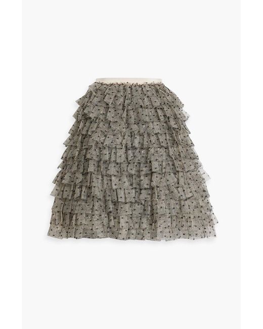 RED Valentino Black Ruffled Point D'Esprit Mini Skirt