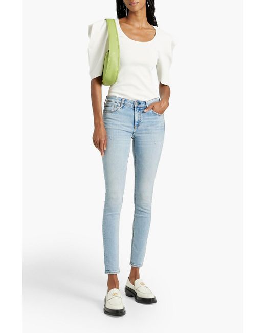 Rag & Bone Denim Cate Faded Mid-rise Skinny Jeans in Blue Womens Clothing Jeans Skinny jeans 