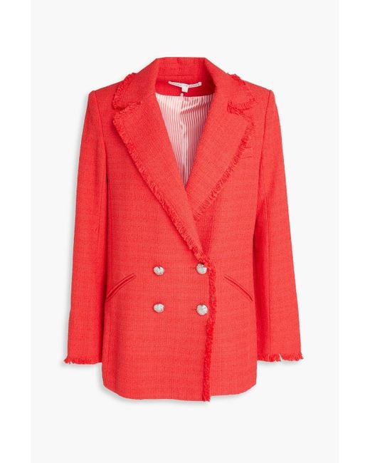 Veronica Beard Red Nayeli Double-breasted Cotton-blend Tweed Jacket