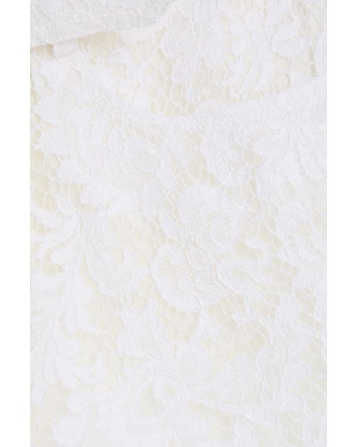 Alessandra Rich White Belted Cotton-blend Corded Lace Mini Skirt