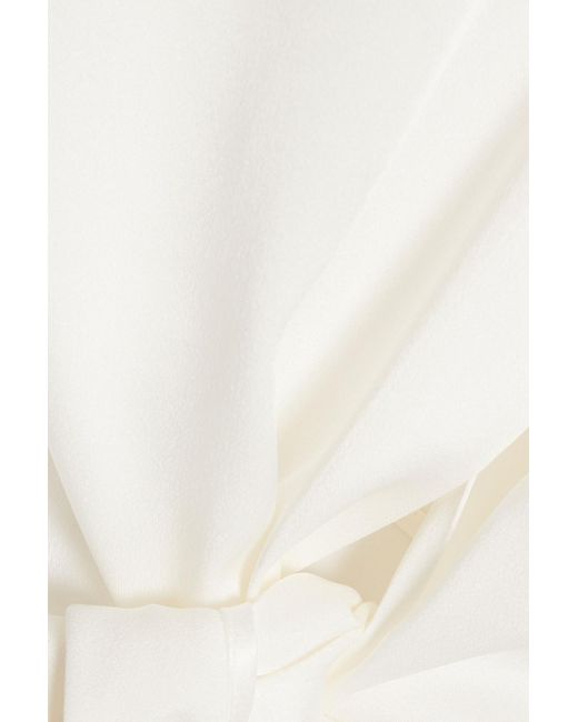 Galvan White Lido Tie-front Satin-crepe Shirt