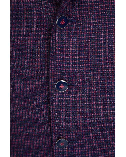 Canali Purple Checked Wool, Silk And Linen-blend Blazer for men