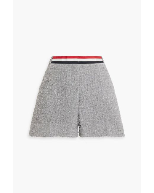 Thom Browne Gray Frayed Cotton-Blend Tweed Shorts