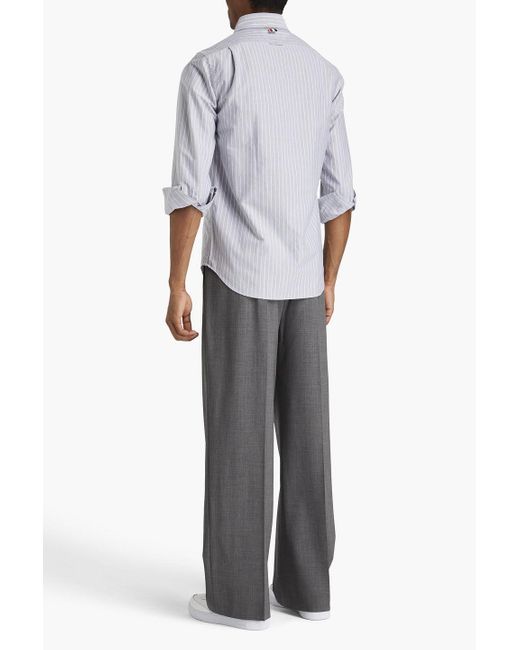 Thom Browne White Striped Cotton-oxford Shirt for men