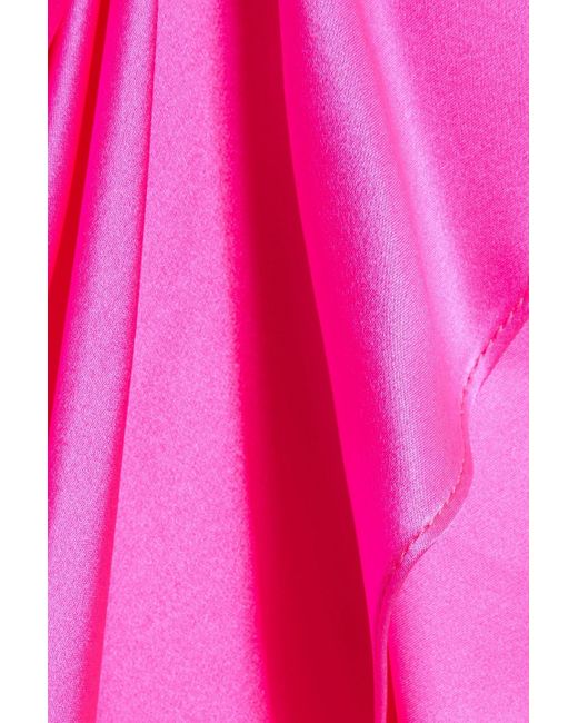 Michelle Mason Pink Wrap-Effect Silk-Satin Mini Dress