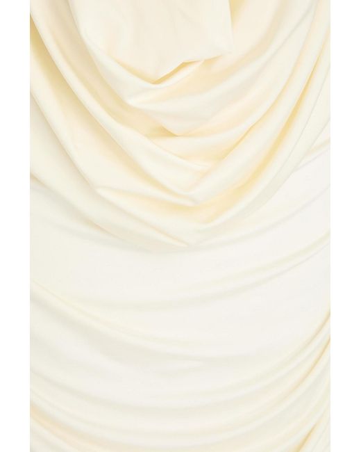 Magda Butrym Natural Ruched Draped Jersey Mini Dress
