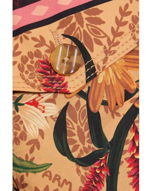 Farm Rio Orange Printed Cotton-Poplin Midi Shirt Dress