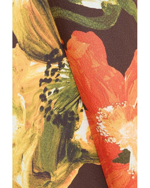 Stine Goya Orange Vic Floral-Print Seersucker Midi Dress