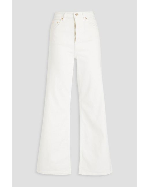 Maje White High-rise Wide-leg Jeans