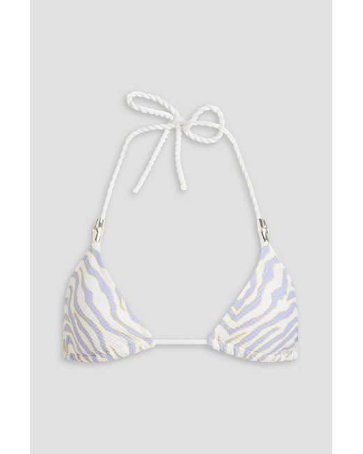 Heidi Klein White Printed Triangle Bikini Top