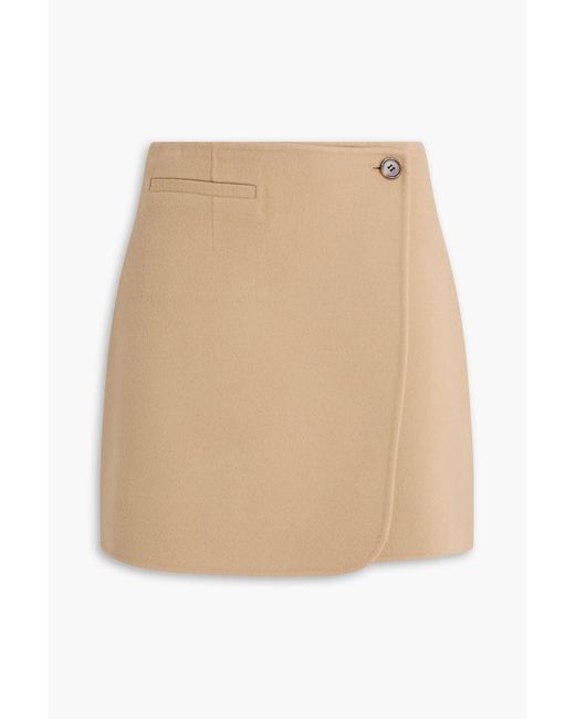 Theory Natural Wool-blend Mini Wrap Skirt