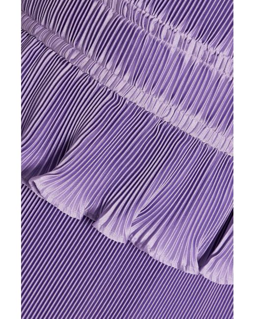 10 Crosby Derek Lam Purple Brisha midikleid aus plissiertem satin mit rüschen