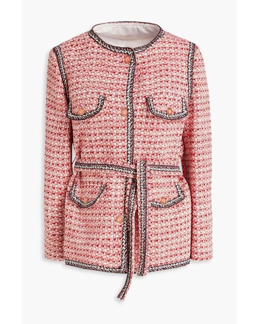 Maje Pink Metallic Cotton-blend Tweed Jacket