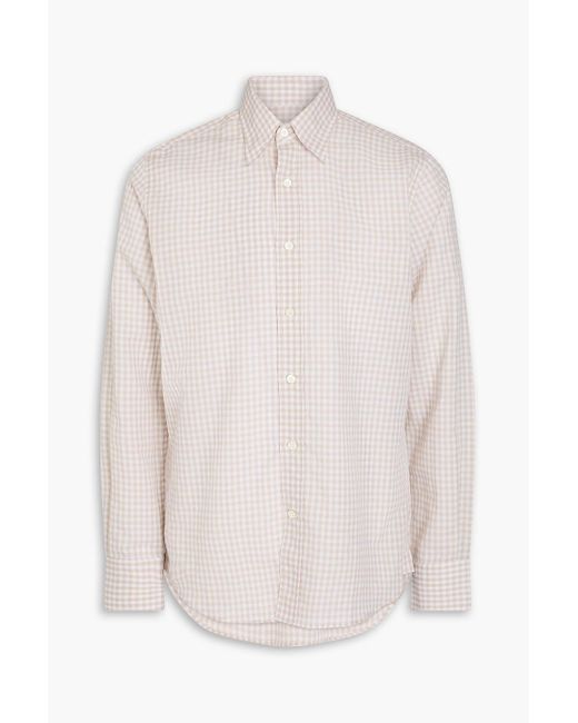Canali White Gingham Cotton And Linen-blend Shirt for men