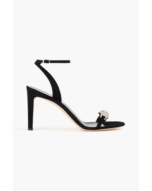 Giuseppe Zanotti Black Basic 85 Embellished Suede Sandals