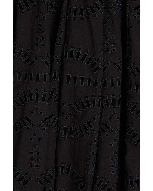 Charo Ruiz Black Galik Strapless Broderie Anglaise Cotton-Blend Midi Dress