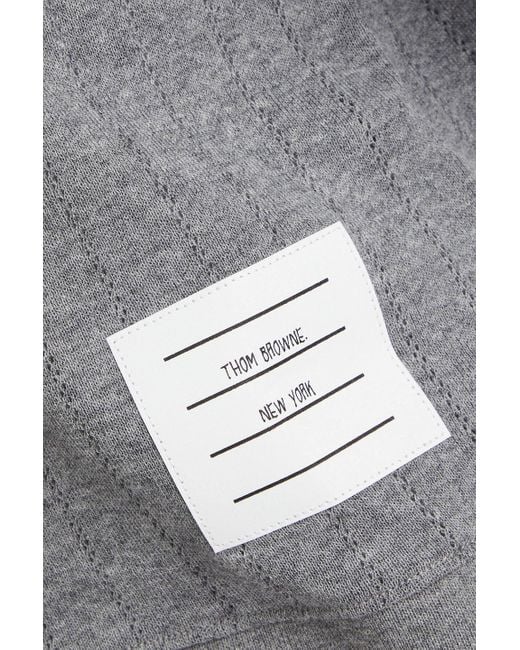 Thom Browne Gray Pointelle-knit Cotton-blend Cardigan