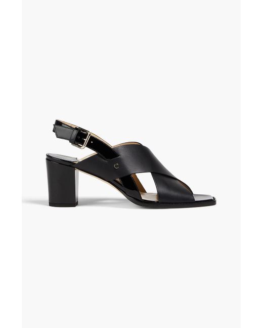 Jimmy Choo Black Aix 65 Smooth And Patent-leather Slingback Sandals