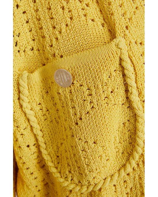 Maje Yellow Cardigan aus einer baumwollmischung in pointelle-strick