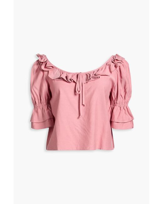Casa Raki Pink Greta Ruffled Cupro Top