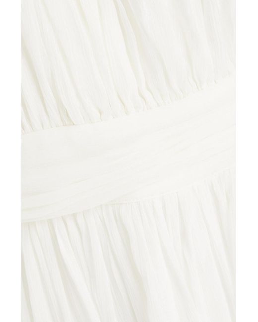 Ba&sh White One-shoulder Plissé Georgette Mini Dress