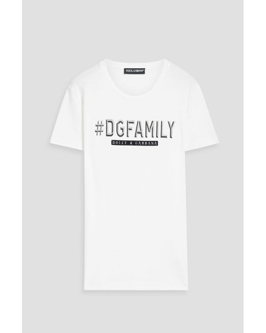 Dolce & Gabbana White Printed Cotton-jersey T-shirt