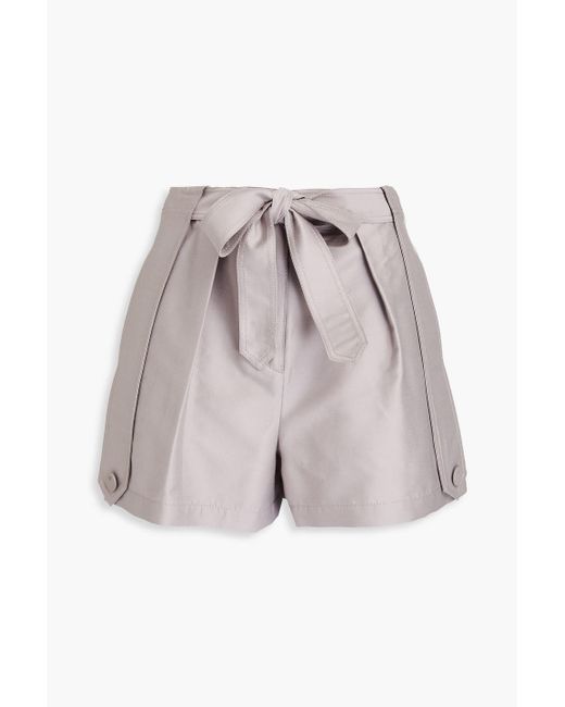 Emporio Armani Gray Wool, Cotton And Silk-blend Twill Shorts