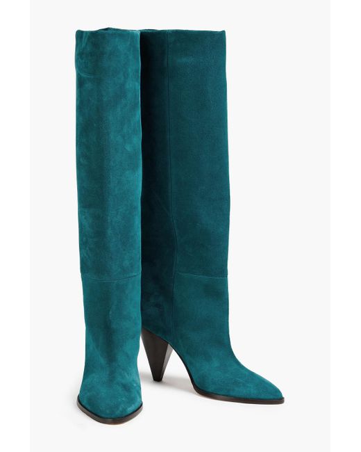 Isabel Marant Green Ririo Suede Knee Boots